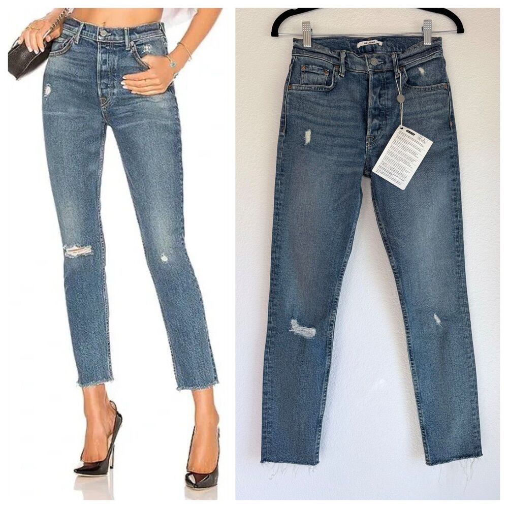 NEW GRLFRND The Karolina High Waist Skinny Jeans in Sixpence Distressed Wash 25